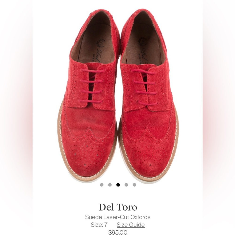 Del Toro red suede laser cut oxfords 👞 ♥️